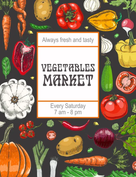 Een poster met diverse groenten — Stockvector