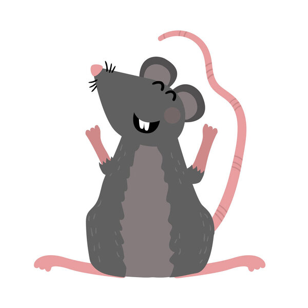 Симпатичная мышь в карикатурном стиле. Векторная иллюстрация для вашего дизайна
