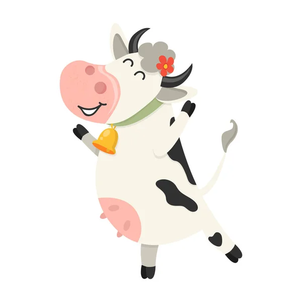 Милые Коровьи Танцы Набор Симпатичных Персонажей Коуз Различных Позах Векторная — стоковый вектор