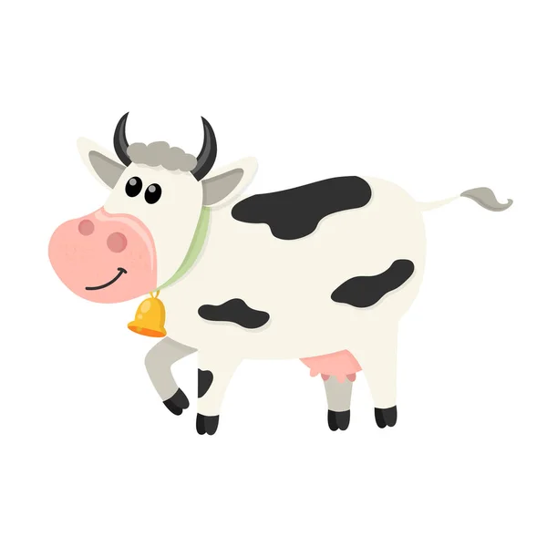 Linda Vaca Camina Conjunto Lindo Personaje Vacas Varias Poses Ilustración — Vector de stock