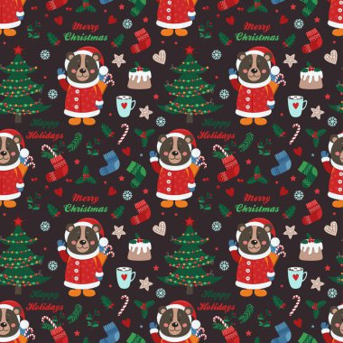 Ayı ve Noel öğeleri ile Seamless modeli