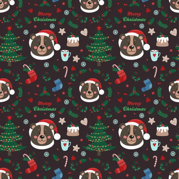 Ayı ve Noel öğeleri ile Seamless modeli