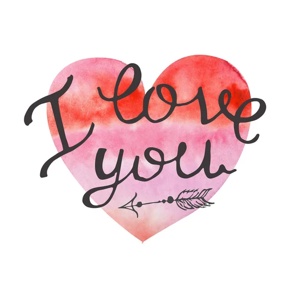 Watercolor Isolated Heart Lettering Your Design — Stock Photo, Image