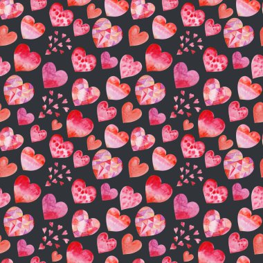 Suluboya Sevgililer seamless modeli pembe kalp