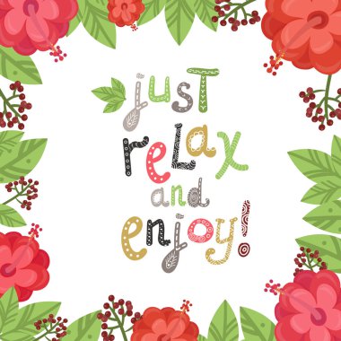 Yazıt, yaprakları ve ebegümeci ile vektör poster. Vektör çizim tasarımınız için