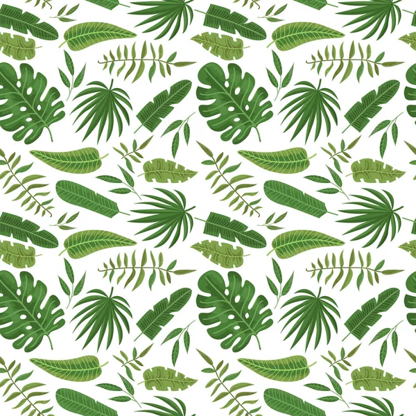 Seamless Pattern Tropical Leaves Vector Illustration Print Clothes Wallpaper Textile — Stock Vector