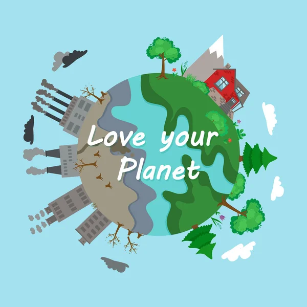 生態系と汚染の背景 あなたのデザインのベクトル図 — ストックベクタ