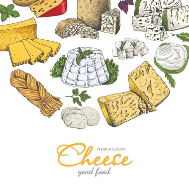 Vektör arka plan peynir kroki tarzı ile. Vektör çizim tasarımınız için