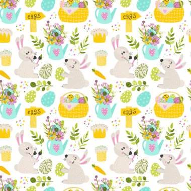 Paskalya tavşanı ve pasta ile Seamless Modeli