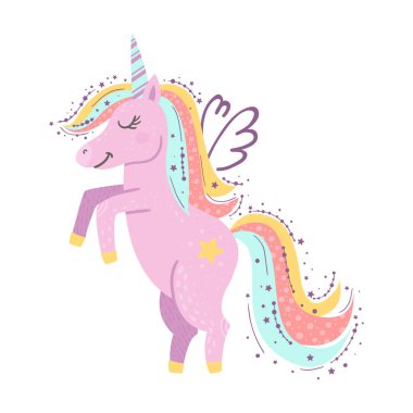 Sevimli küçük büyülü unicorn.