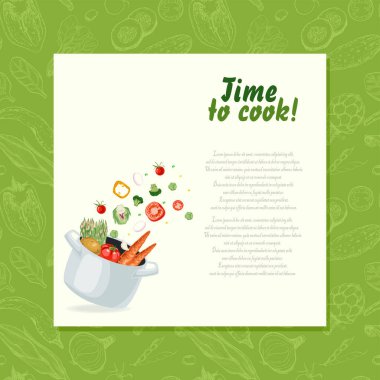 Sebze pot içine uçan ile arka plan