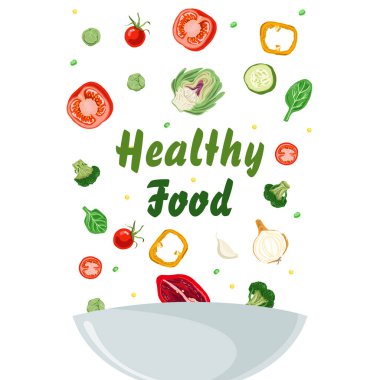 Peper, domates, soğan ve salatalık ile sebze salatası kase. Sağlıklı gıda