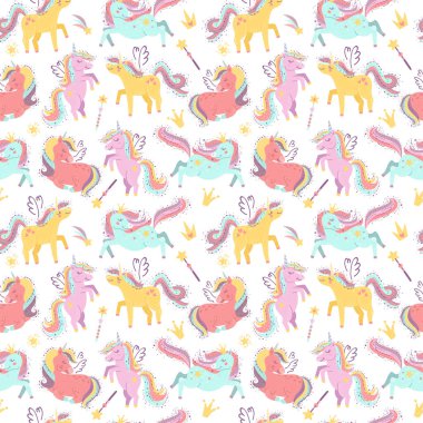 Peri unicorns ile Dikişsiz desen
