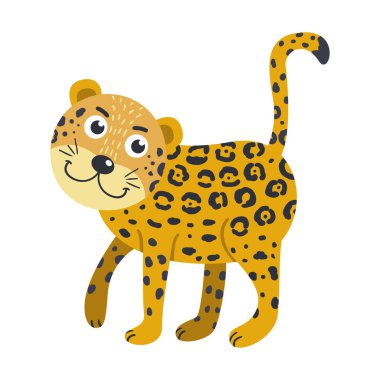 Vektör sevimli Afrika hayvan. Leopar. Çocuklar için komik karakter.