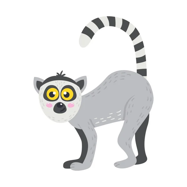 Vector schattig Afrikaanse dier. Lemur. Grappig personage voor kinderen. — Stockvector