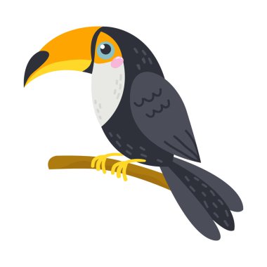 Vektör sevimli Afrika hayvan. Toucan. Çocuklar için komik karakter.