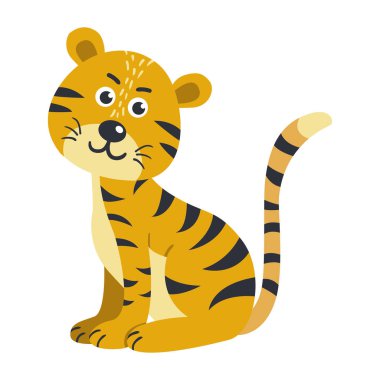 Vektör sevimli Afrika hayvan. Kaplan. Çocuklar için komik karakter.