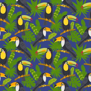 Ormandan sevimli toucans ile Dikişsiz desen