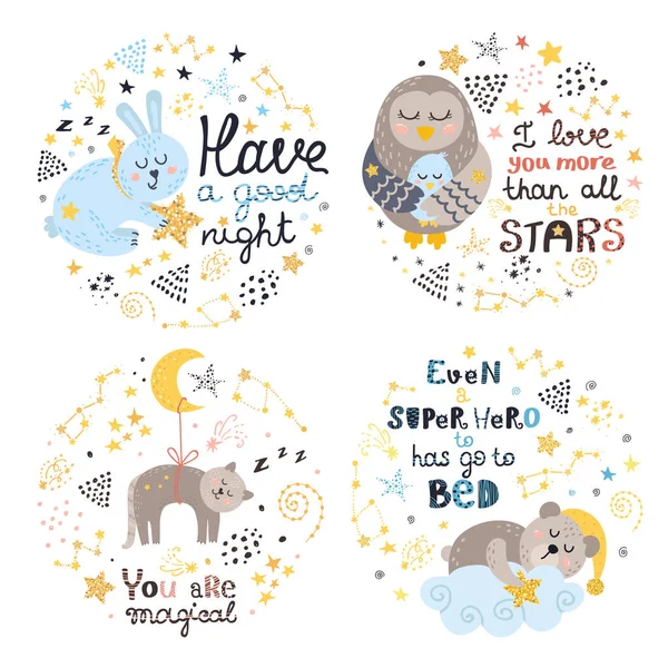 Set of cute posters for babies — Stock Vector