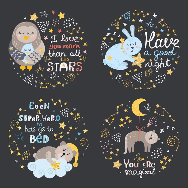 Set of cute posters for babies — Stock Vector