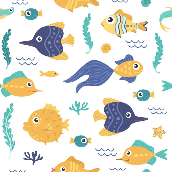 Motif sans couture avec des poissons — Image vectorielle