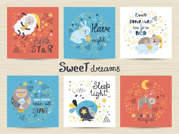 Set of cute posters for babies — Stock Vector