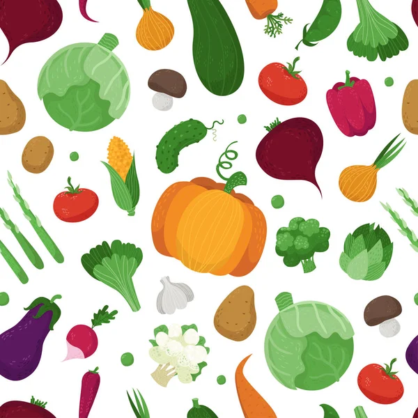 Patrón sin costura con verduras lindas — Vector de stock