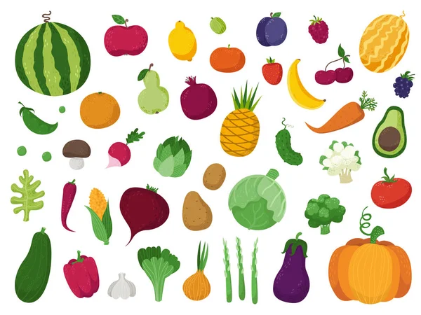 Conjunto de verduras, frutas y bayas — Vector de stock