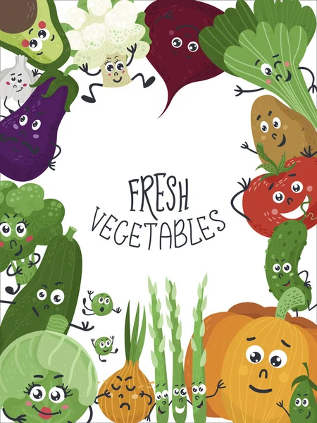 Fondo vectorial con verduras lindas — Vector de stock