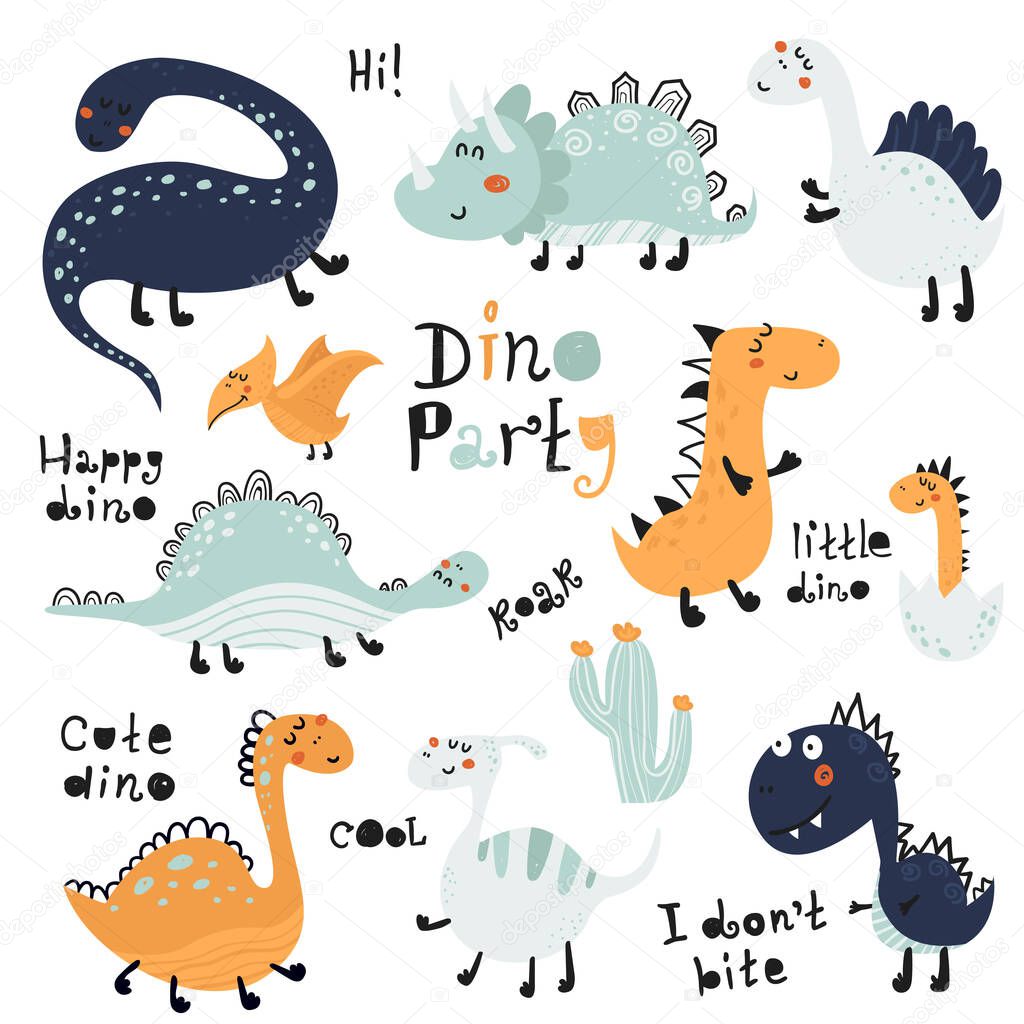 Set of cute dinosauts for children print