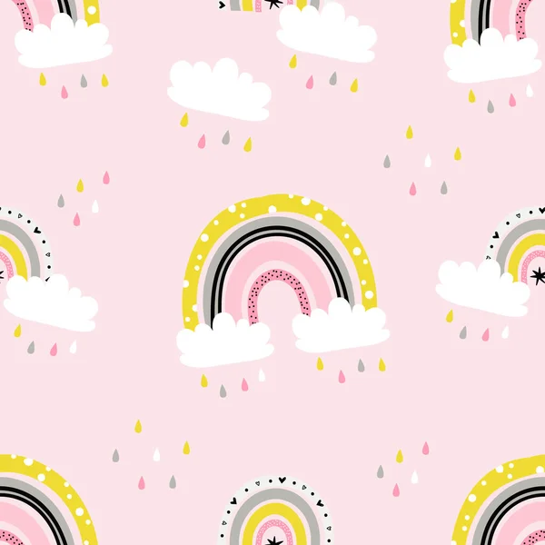 Vector seamless pattern with cute rainbows