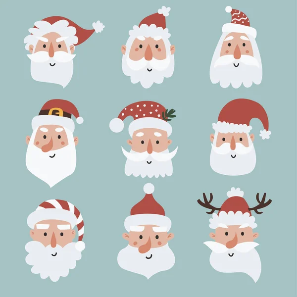 Santa set viso — Vettoriale Stock