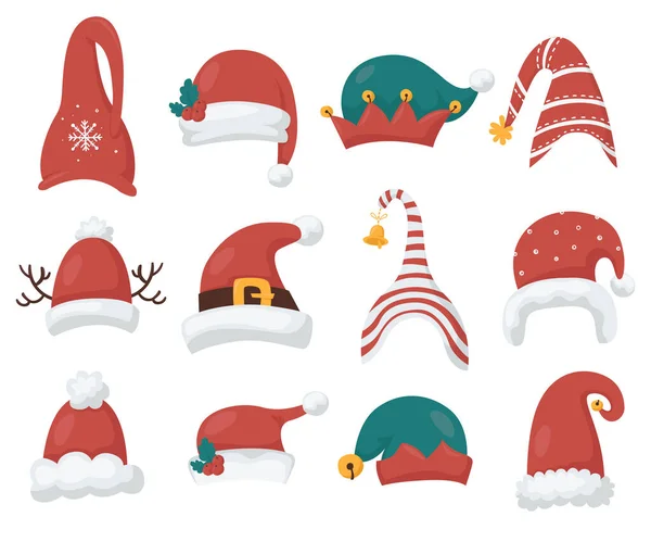 圣诞老人和侏儒帽子系列 — 图库矢量图片