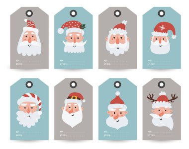 Noel Baba, cüceler ve tatil dilekleri koleksiyonu. Yazdırılabilir kart şablonları.