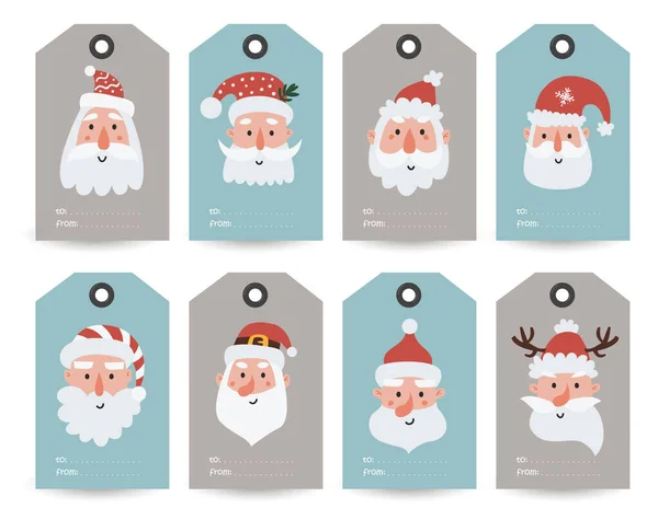 收集的标签与圣诞老人 名词术语和节日愿望 可打印卡片模板 — 图库矢量图片