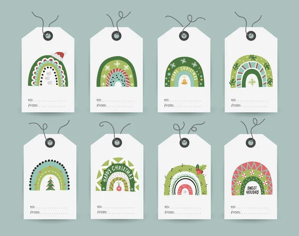 Collection Tags Festive Rainbows Printable Cards Templates — Stock Vector