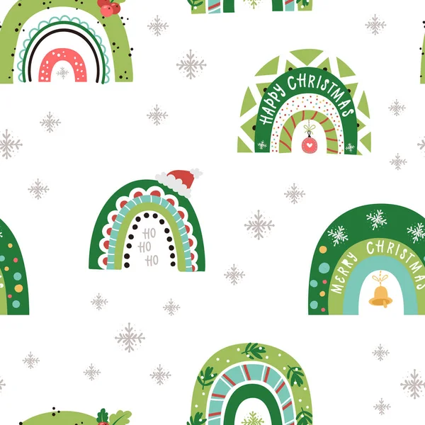 Weihnachten Nahtlose Muster Mit Festlichen Regenbogen Vektor Illustration Für Weihnachtseinladungen — Stockvektor