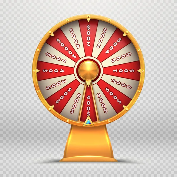 Ruota della fortuna. Girando roulette ruote 3d fortunato gioco della lotteria gioco d'azzardo simbolo isolato illustrazione — Vettoriale Stock