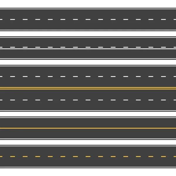 Прямые Дороги Бесшовные Бесконечная Асфальтовая Улица Вид Сверху Пустой Горизонтальный — стоковый вектор