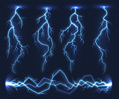 Gerçekçi Lightning'ler. Elektrik gök gürültüsü hafif fırtına flaş fırtına bulutu. Doğa elektrik enerji şarj, gök gürültüsü şok
