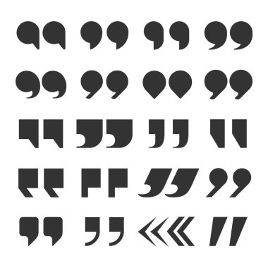 Tırnak işaretleri. Konuşma noktalama alıntı virgül Çift Kişilik virgülle işaretleme tırnak. Remark düğme kümesi