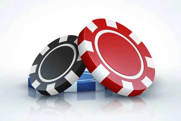 Poker chip. Kasinových her, 3d realistické hraní čipy izolovaných na bílém, online kasino herní koncept — Stockový vektor