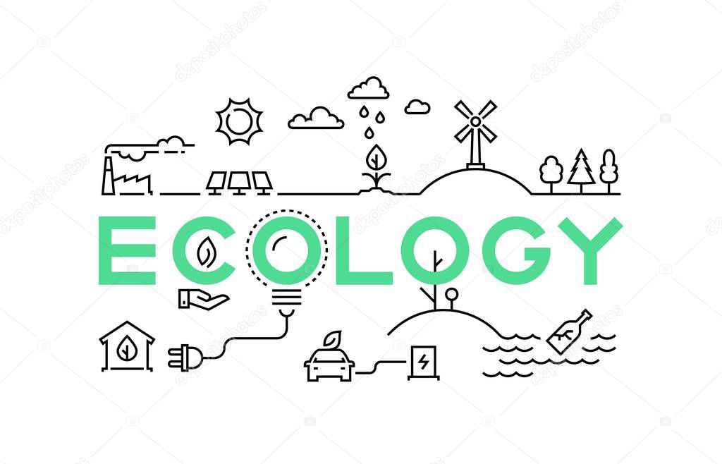 Ecology line concept. Global worming nature ecosystem green environment recycling industry. Business innovation eco set