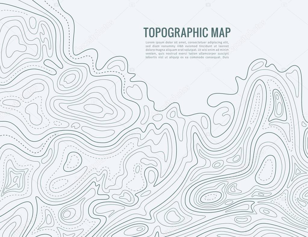 Contour line map. Elevation contouring outline cartography texture. Topographical relief map background