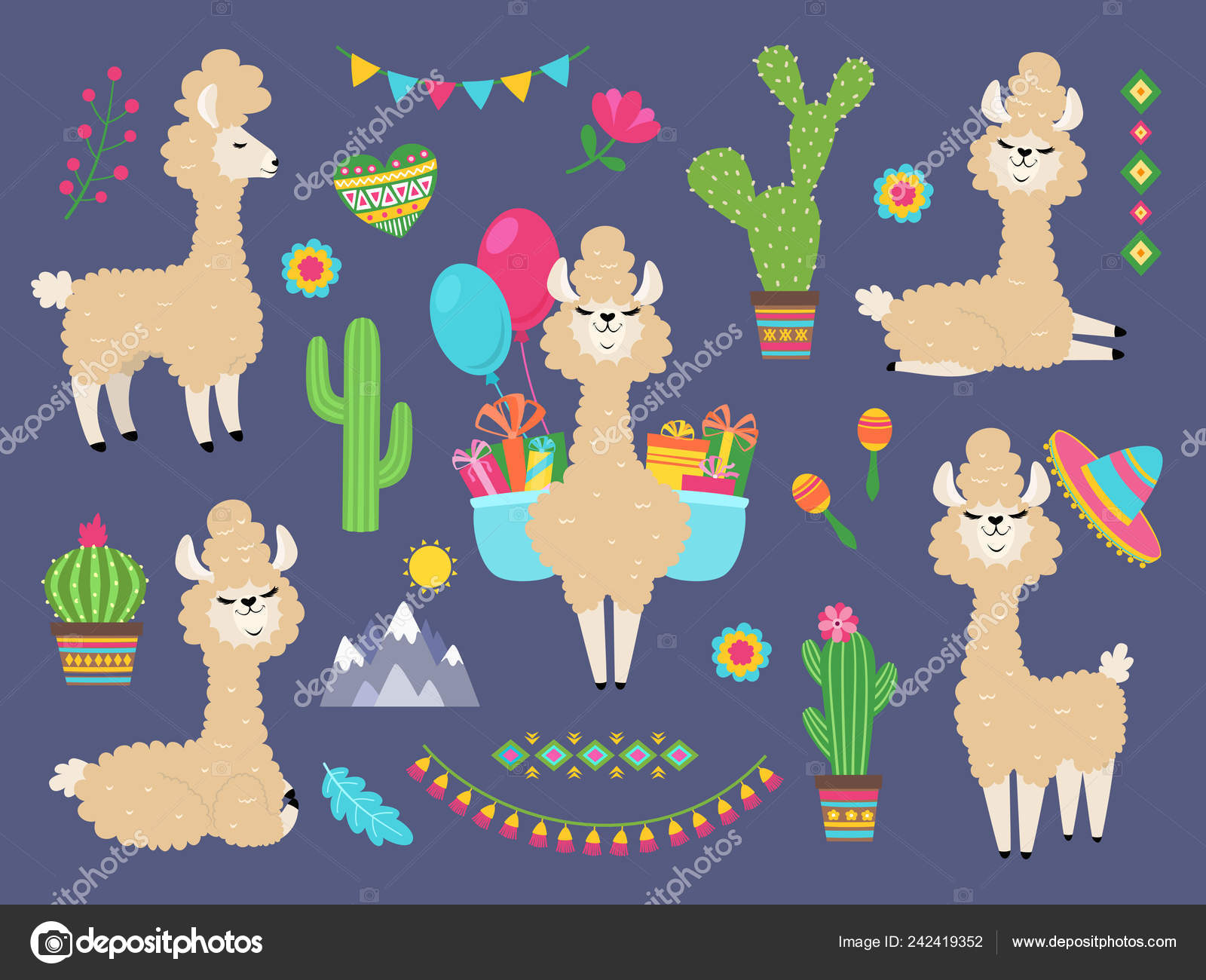 Cute Alpaca Funny Cartoon Llama Peru Baby Lamas And Cacti Flowers Wild Alpacas Animals Characters Vector Image By C Spicytruffel Vector Stock
