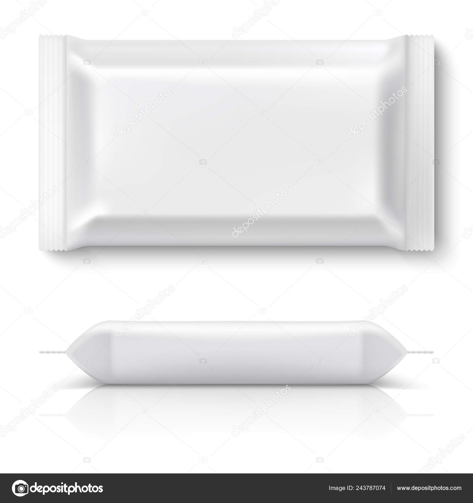 Download Realistic Flow Pack Realistic White Food Package Cookie Pillow Foil Blank Snack Biscuit Plastic Packages Mock Up 3d Template Vector Image By C Spicytruffel Vector Stock 243787074