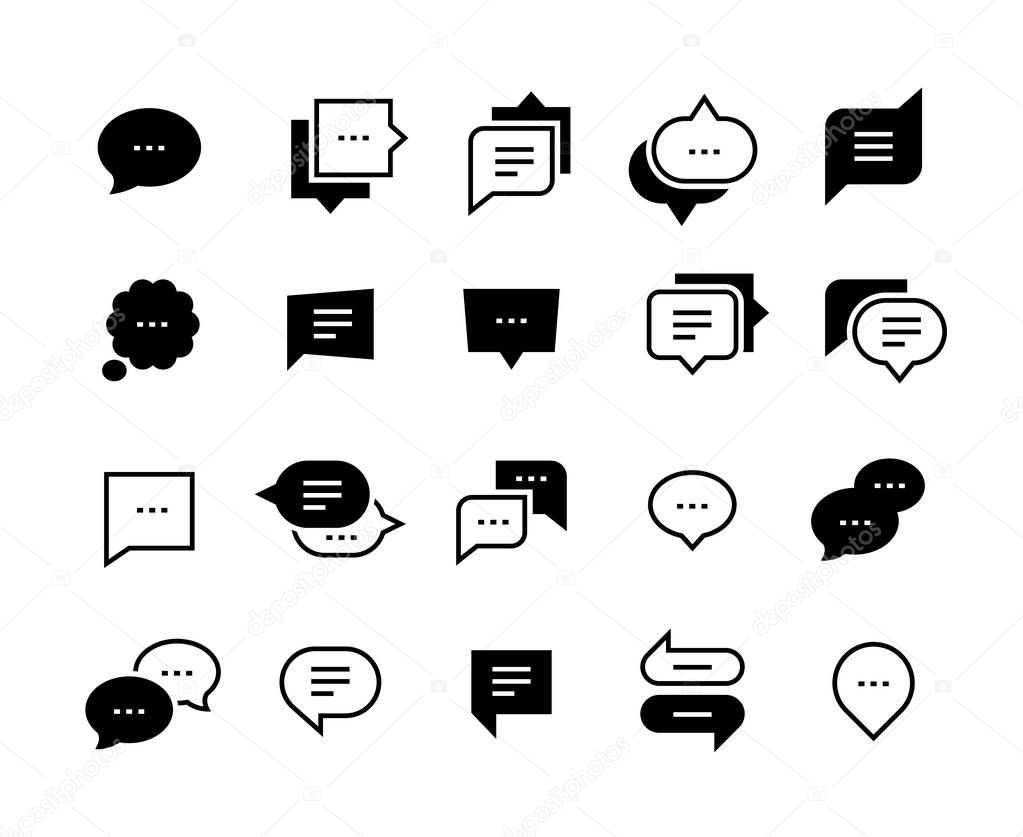 Talk bubble icons. Chat message symbol, social conversation, dialog speech balloon, web chat application symbol. Vector chat icon