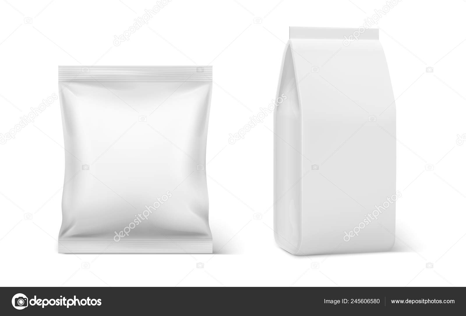 Download Realistic Pillow Pack Coffee Doy Blank Mockup Plastic Blank Food Packaging Doy Pouch Pillow Bag Vector Templates Isolated Vector Image By C Spicytruffel Vector Stock 245606580