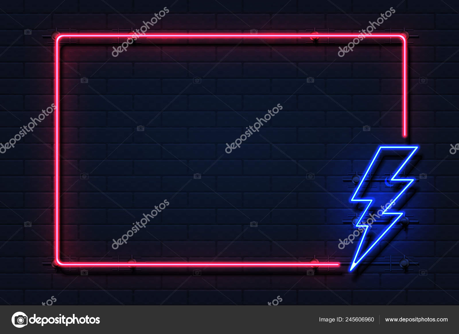 Neon Lightning Frame Electricity Power Flash Logo On Black Background Power Outage Concept Vector Lightning Boarder Stock Vector C Spicytruffel 245606960