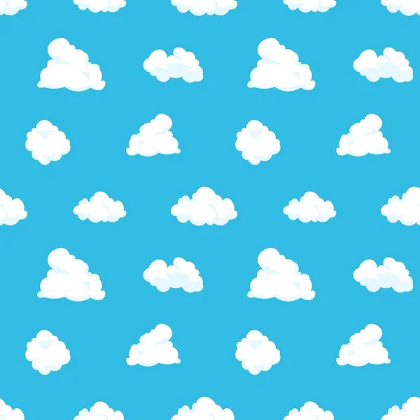 Ciel nuage motif sans couture. Dessin animé bleu air paysage lumière été enfant fond nuageux printemps décoration. Nuages vectoriels — Image vectorielle